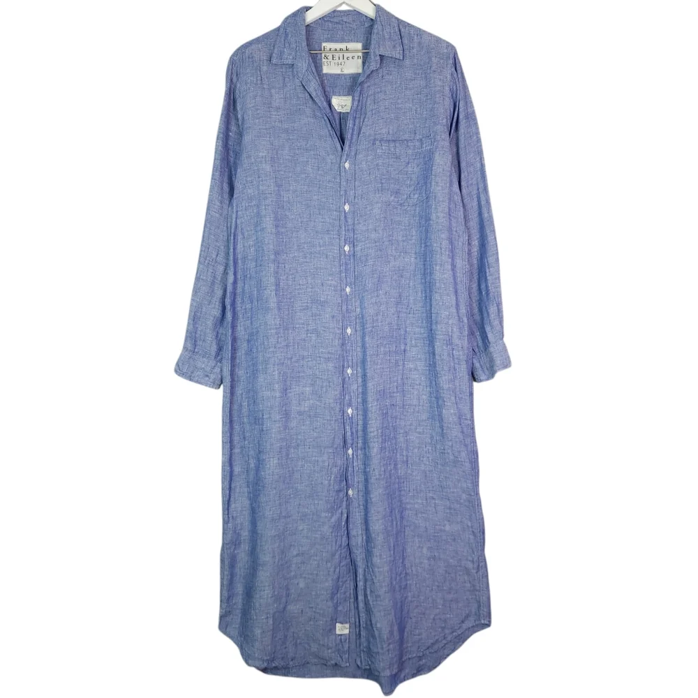 Frank & Eileen Rory Famous Blue Lived-in Linen Maxi Dress - Picture 2 of 10